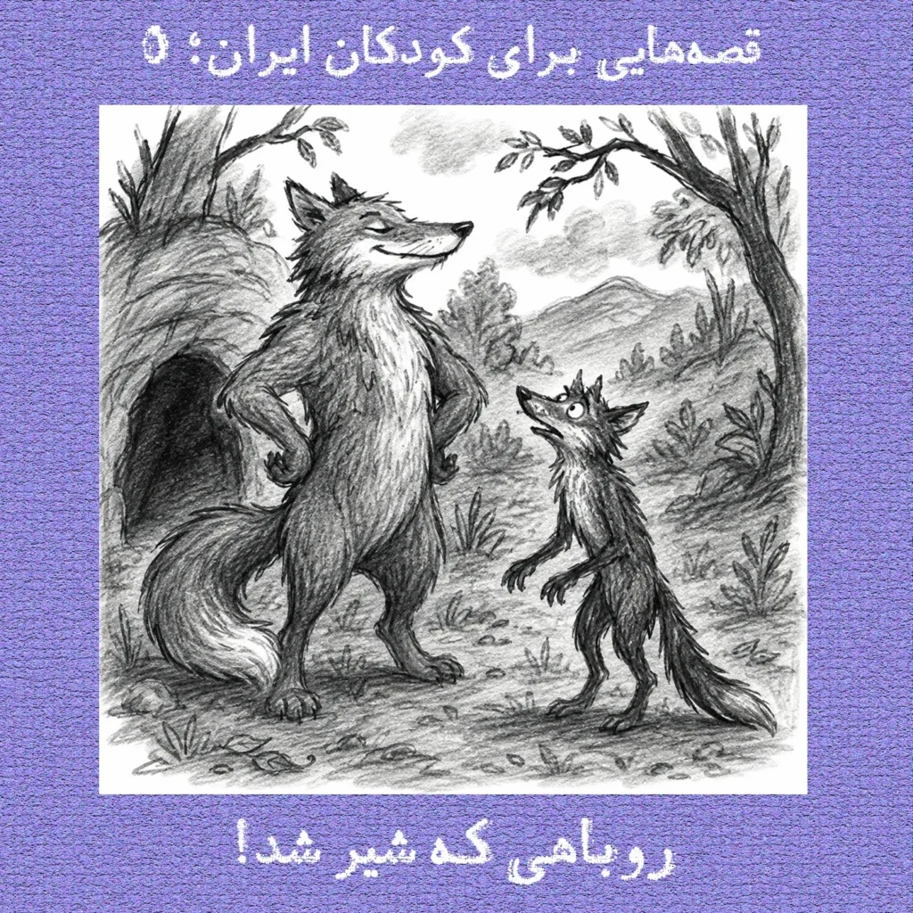 تصویر کاور پادکست قصه‌های ایرانی ویژه کودکان؛ روباهی که شیر شد!